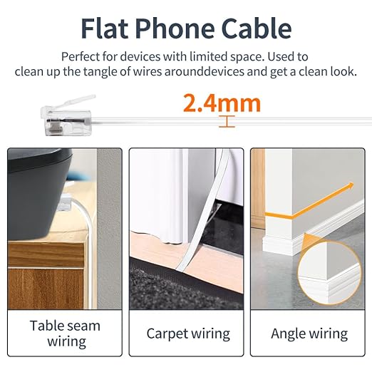 Phone Cable 3 Feet Short Telephone Line Cord - Image 6