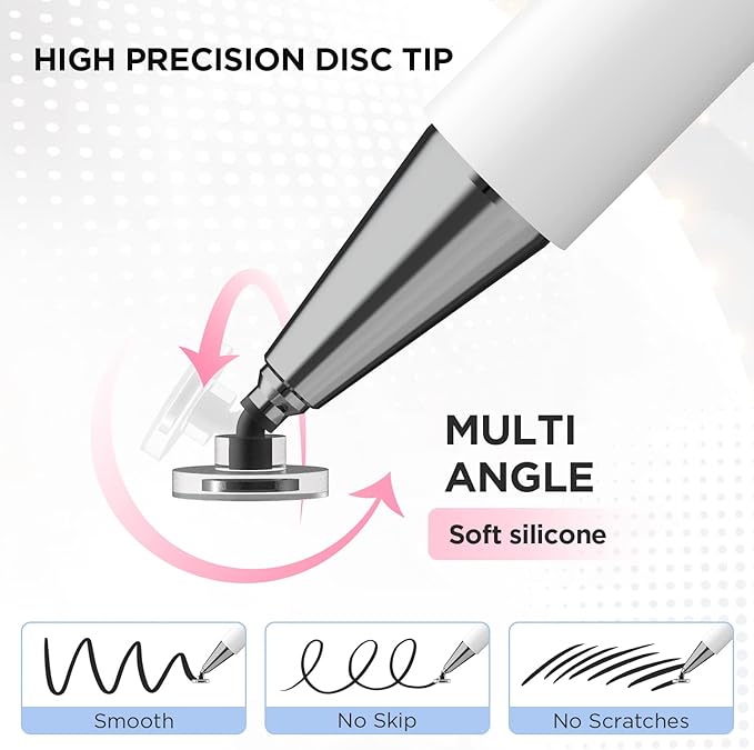 Pen for Tablet, Capacitive Disc Tip Stylus Pencil & Magnetic Cap Compatible - Image 5
