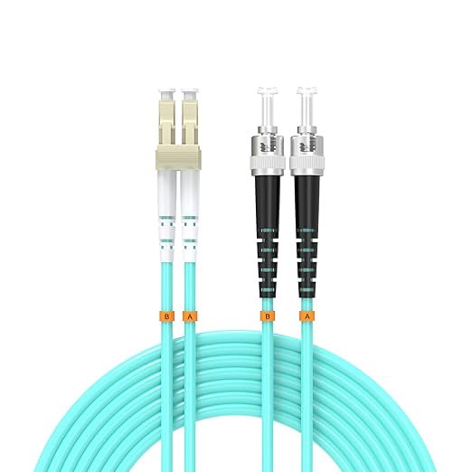 LC/UPC to ST/UPC Fiber Patch Cable OM3 17ft/5meters, 10Gb/Gigabit MultiMode by Buacoz