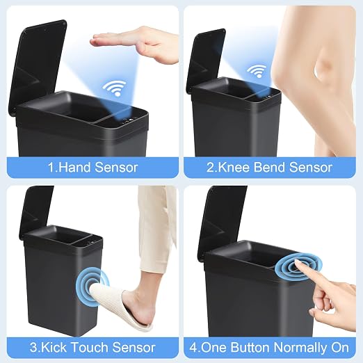 Anborry Bathroom Automatic Trash Can 2 Pack 2.2 Gallon Touchless Motion Sensor - Image 6