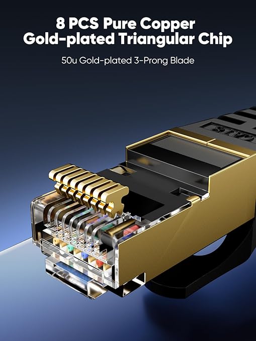 Cat 8 Ethernet Cable 75 FT Flat, High Speed 40Gbps 2000Mhz Braided Internet - Image 4