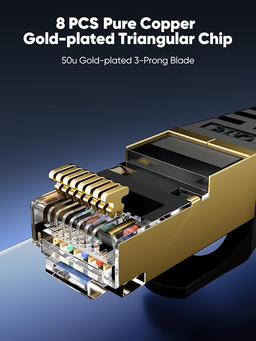 Cat 8 Ethernet Cable 40 FT Flat, High Speed 40Gbps 2000Mhz Braided Internet - Image 4