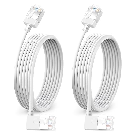 Ultra Thin Cat 6A Ethernet Cable 90° Degree Right Angled 30 Feet 2Pack by DUTEVOLNS