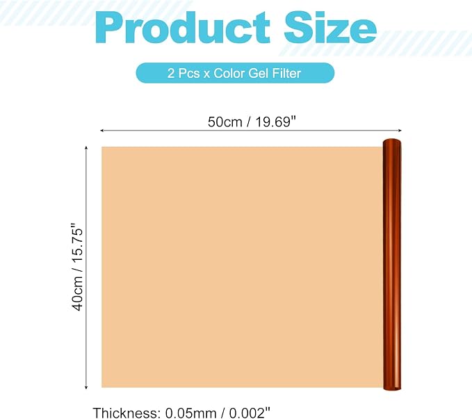 MECCANIXITY Lighting Gel Filter 15.7x19.7 Inch Dark Orange Color Correction - Image 2