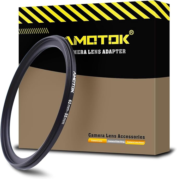 62mm Lens to 55mm Camera Lens Adapter, 62mm-55mm Filter Step-Down Ring by AMOTOK