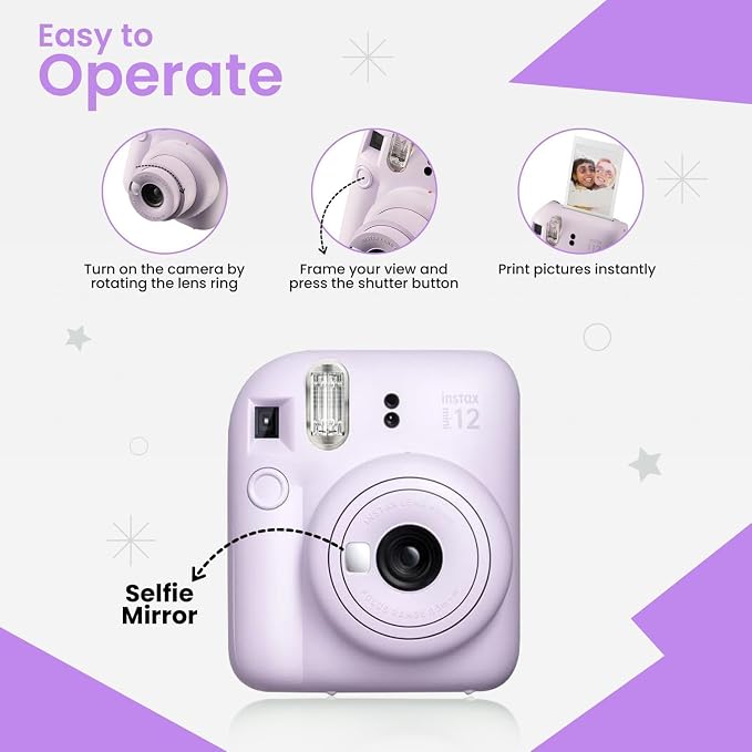 Fujifilm INSTAX MINI 12 Blue Bundle 2025, Lilac Purple) - Image 4