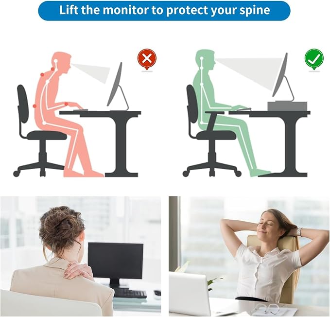 gianotter 2-Tier Metal Monitor Stand Riser, Desk Accessories & Workspace Desk - Image 4
