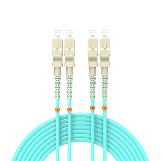 Fiber Patch Cable 7ft/2meters SC/UPC to SC/UPC OM3 10Gb/Gigabit MultiMode by Buacoz