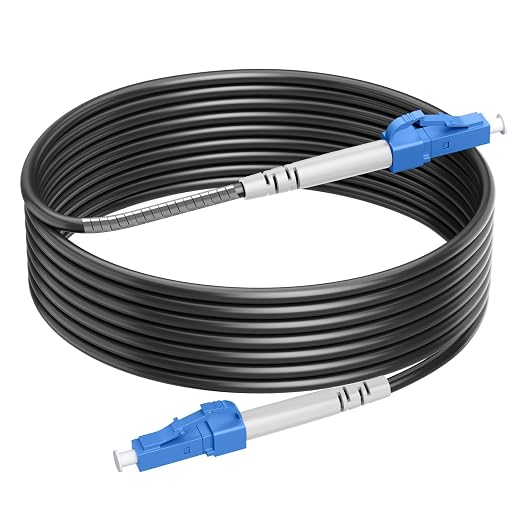 65 Feet Outdoor Simplex Fiber Optic Cable, OS2 LC to LC Single Mode Fiber Patch by RamboCables