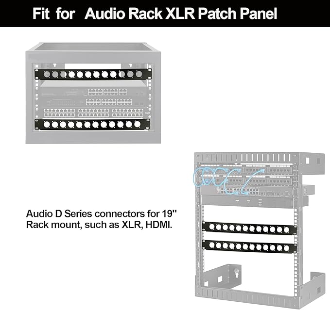 XLR HDMI Audio Rack Mount Panel, Hinged D-Series Punched Metal HDMI Rack Mount - Image 4