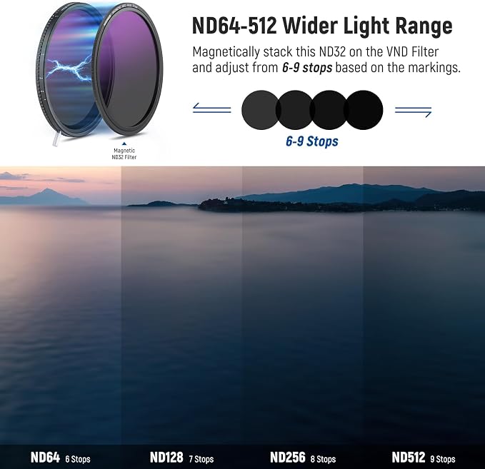NEEWER HD True Colors 77mm Variable ND Filter ND2-512, VND Filter & Magnetic - Image 4