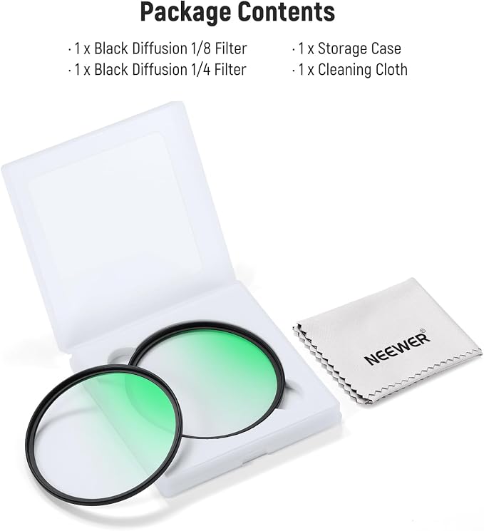 NEEWER 52mm 1/4 & 1/8 Black Diffusion Filter - Image 8