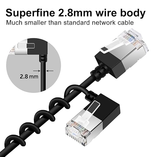 Ultra Slim 90° Degree Cat 6A Ethernet Cable Left Angled 1.6 Feet 2Pack - Image 6