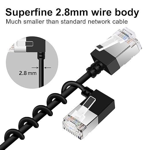 Ultra Slim 90° Degree Cat 6A Ethernet Cable Left Angled 6.6 Feet 2Pack - Image 6