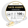 BUSOHE Cat 8 Ethernet Cable 100 FT, 40Gbps 2000Mhz High Speed Flat Cat8 Cable by BUSOHE