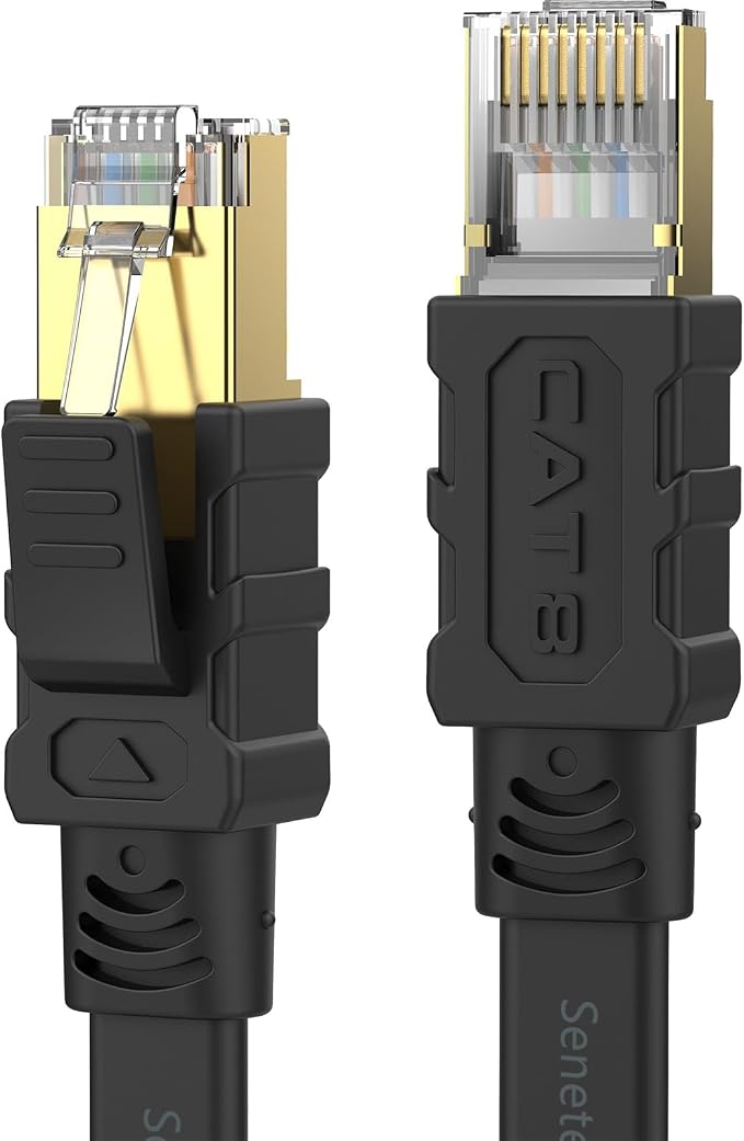 Senetem Cat 8 Ethernet Cable 75FT, High Speed 40Gbps 2000Mhz Flat Internet by Senetem