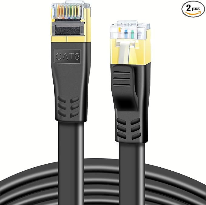 DDMALL CAT 8 Ethernet Cable, 10ft High Speed 40Gbps 2000MHz Shielded Flat CAT8 by DDMALL