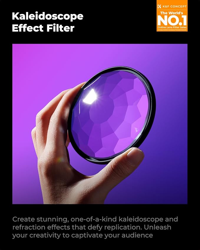 K&F CONCEPT 72mm Kaleidoscope Filter, Special Effects Filter Prism Crystal Glass - Image 2