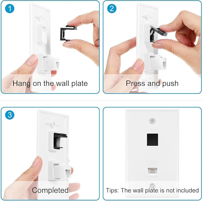 Jadaol 10-Pack Blank Keystone Jack Inserts, Keystone Port Dust Covers, Filler - Image 4