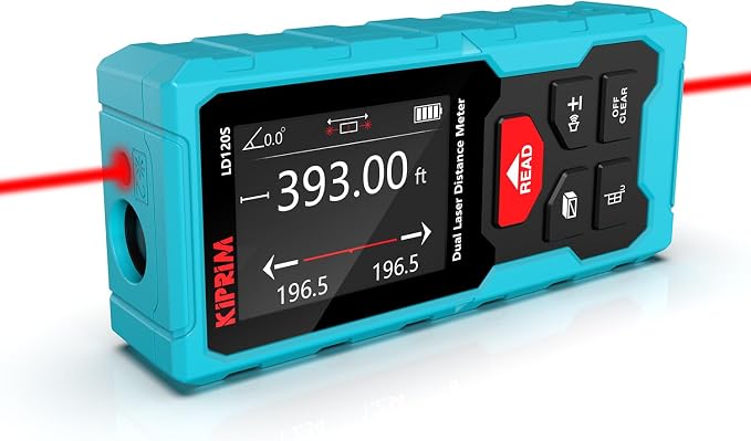 Kiprim 393ft Dual Laser Distance Measuring Tool LD120S, 120m Total Range by KiprimTools
