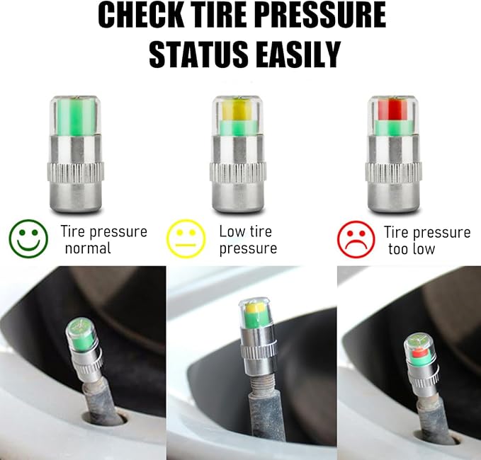 Yourkar 8 PCS Tire Pressure Monitor Valve Stem Caps, 2.4Bar 36PSI Car Tire - Image 5
