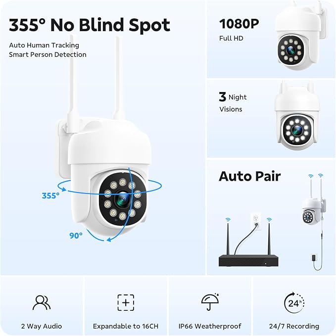 CAMCAMP 16 channel Security Camera System Wireless Cameras - Image 2