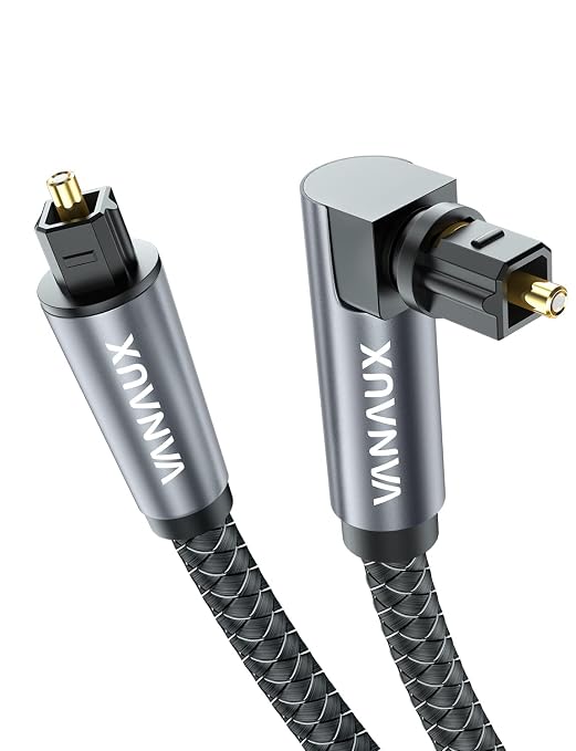 VANAUX 90 Degree Optical Audio Cable, 3.2ft S/PDIF TOSLINK Fiber Digital Cord by VANAUX