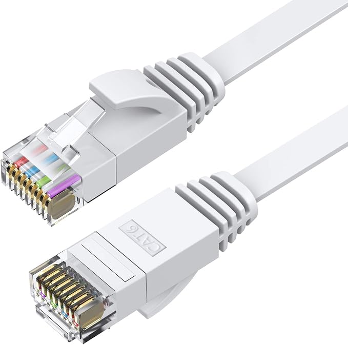 BUSOHE Cat6 Ethernet Cable 50 FT White, Cat-6 Flat RJ45 Computer Internet LAN - Image 2