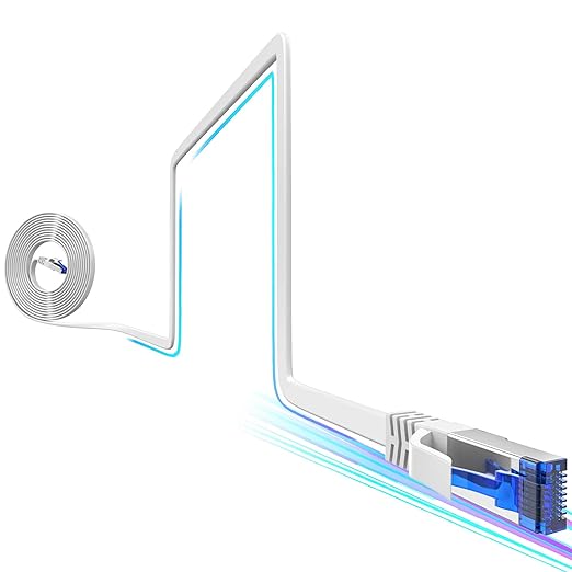 Cat8 Flat Ethernet Cable 50 FT Indoor & Outdoor, Invisable Ultra-Thin Ethernet by 10Gsupxsel