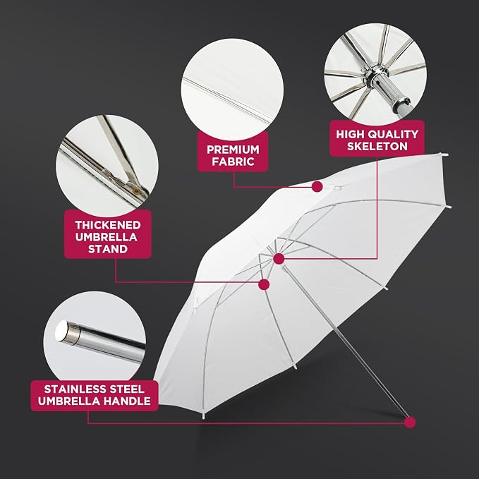 43" Translucent White Soft Umbrella & Silver Reflector Diffuser Umbrella - Image 4