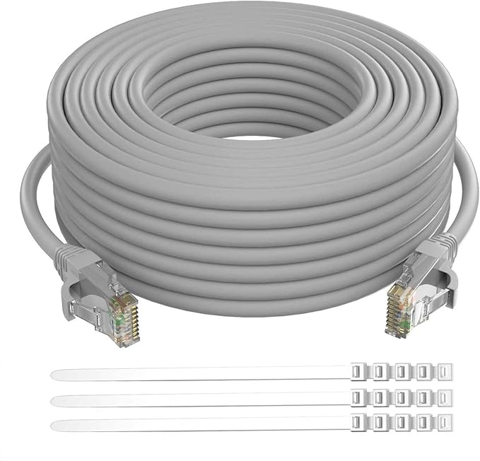 Adoreen Cat 6 Ethernet Cable 250 Ft-Gray, Outdoor & Indoor Snagless Long Round by Adoreen