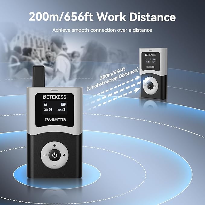 Retekess T130U Wireless Tour Guide System, 200 m, HiFi U-Band Digital Sound - Image 5