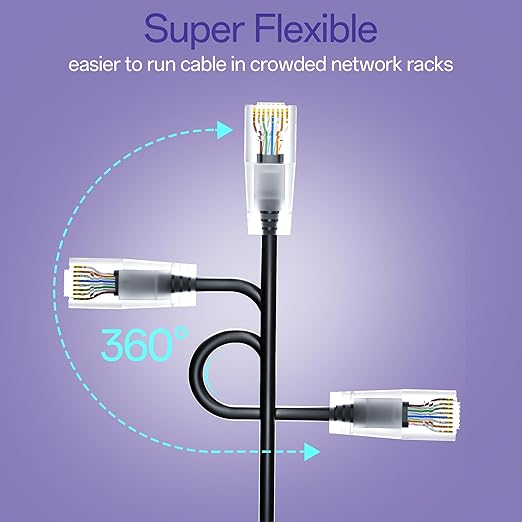 Cat6a Patch Cables 2ft Slim, Cat6 Ethernet Patch Cable Pure Copper, Flexible - Image 4