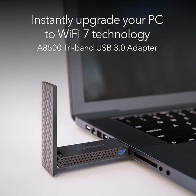 NETGEAR Nighthawk WiFi 7 USB 3.0 Adapter – BE5000 Tri-Band Wireless Gigabit - Image 2