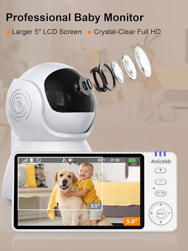 5" HD Video Baby Monitor with Camera and Audio, No WiFi Hack-Proof Security - Image 5