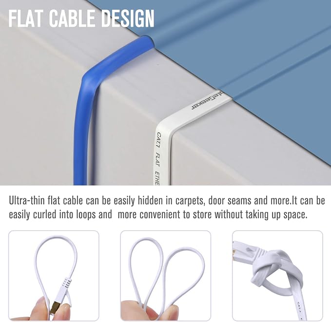 Cat 7 Ethernet Cable 1 ft 6 Pack Cat7 Flat Shielded Ethernet Patch Cables - Image 5