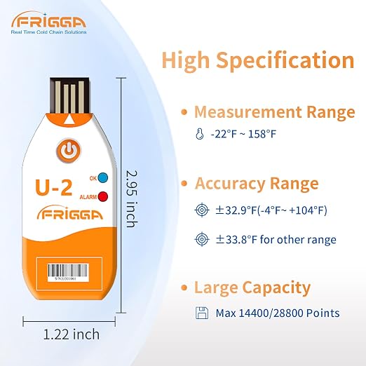 Frigga 100 Days USB Temperature Data Logger Single Use Temperature Recorder - Image 3