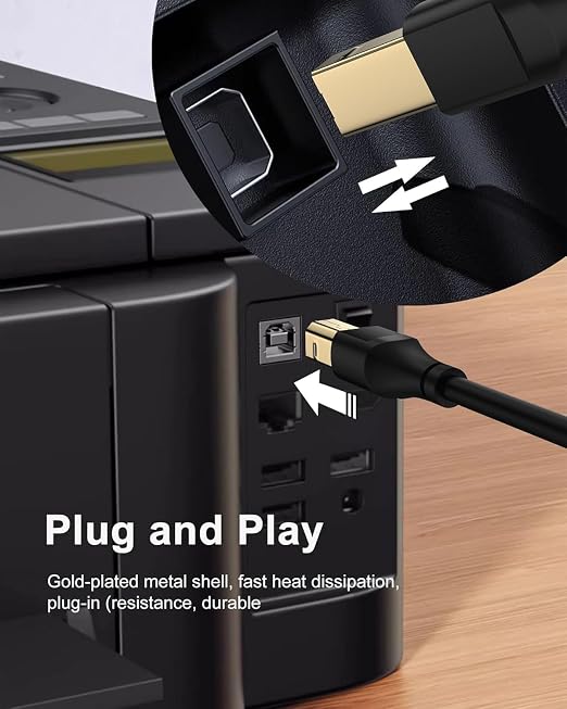 Printer Cable 6ft, Scanner USB C to USB B Cable - Image 4