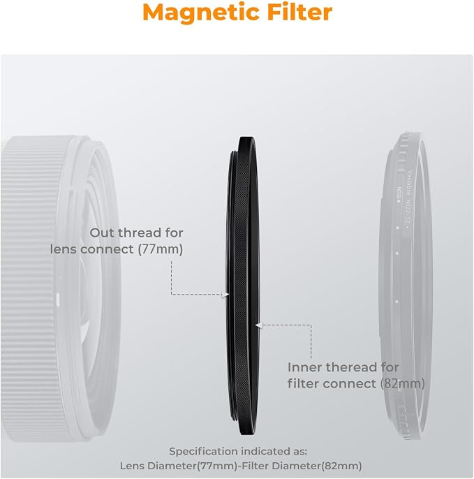 K&F CONCEPT 62-77mm Magnetic Filter Adapter Ring, - Image 3