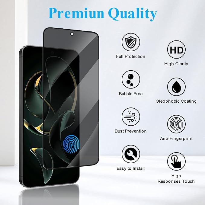 2 Pack Galaxy S26 Plus Anti spy Privacy Screen Protector, 9H Tempered Glass - Image 3