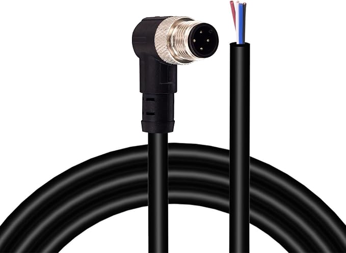 M12 Male 4 Pin Right Angle Connector Aviation Socket Electrical Cable 6.5Ft/2M by Lonlonty