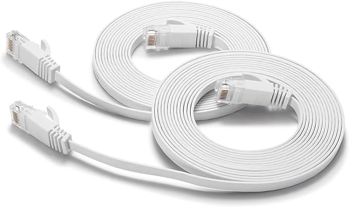 BUSOHE Cat6 Ethernet Cable 6FT 2Pack White, Cat-6 Flat RJ45 Computer Internet by BUSOHE