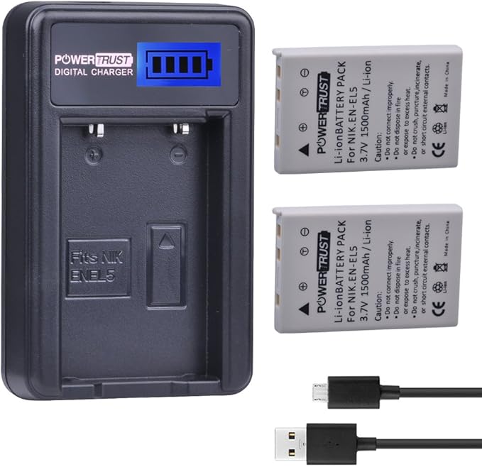 2 Pack EN-EL5 Camera Battery and LCD USB Charger by Unknown