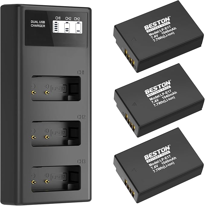 BESTON 3-Pack LP-E17 Battery and Charger Set by BESTONPOWERUS