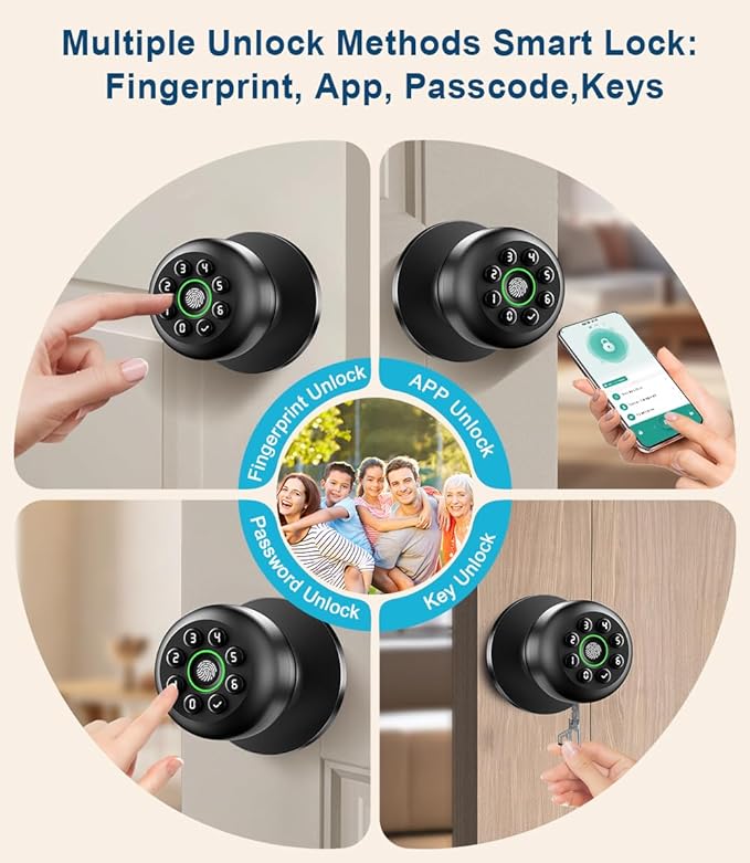 Fingerprint Door Lock, Smart Fingerprint Door Knob - Image 2