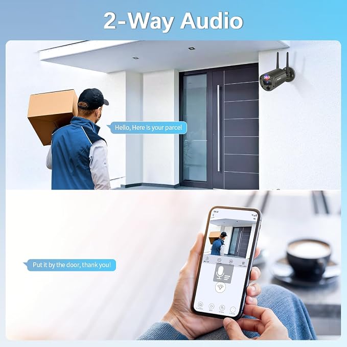 【130° Wide Angle & 2-Way Audio】 Outdoor Wireless Security Camera System - Image 4