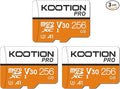 KOOTION 256GB Micro SD Card 3Pack, TF Card Micro SDXC Memory Card V30 A1 App by KOOTION