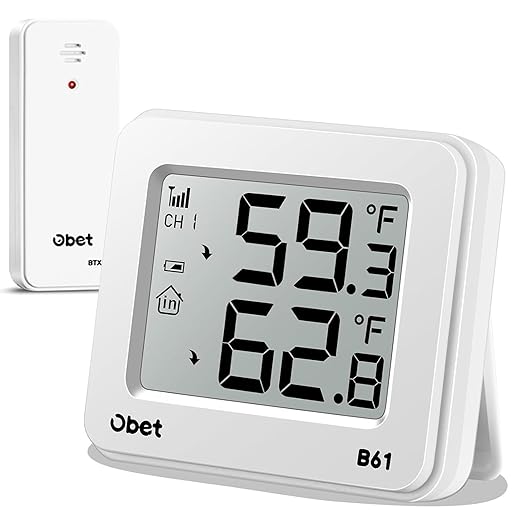 OBET Outdoor Thermometer Wireless Indoor Outdoor Digital Thermometer Remote by OBET