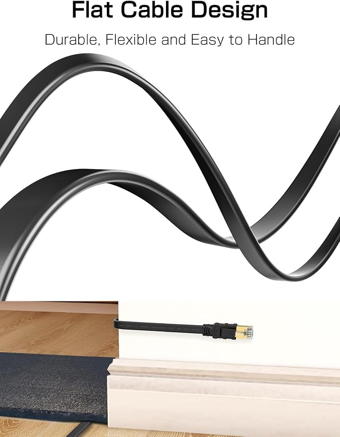 Senetem Cat 8 Ethernet Cable 100FT, High Speed 40Gbps 2000Mhz Flat Internet - Image 5