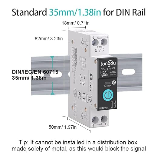 TONGOU ZigBee DIY Smart Switch 10A| DIN Rail Switch| 1P+N 90-240VAC| Real-time - Image 2